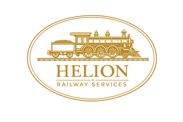 Helion Railway Services – Logo (seitliche Lok-Silhouette über moderner Wortmarke)